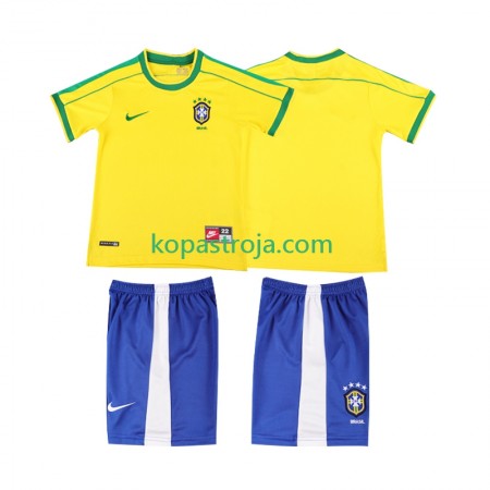 Billiga Fotbollströjor Brasilien Retro Barn Hemma tröja 1998 Kortärmad